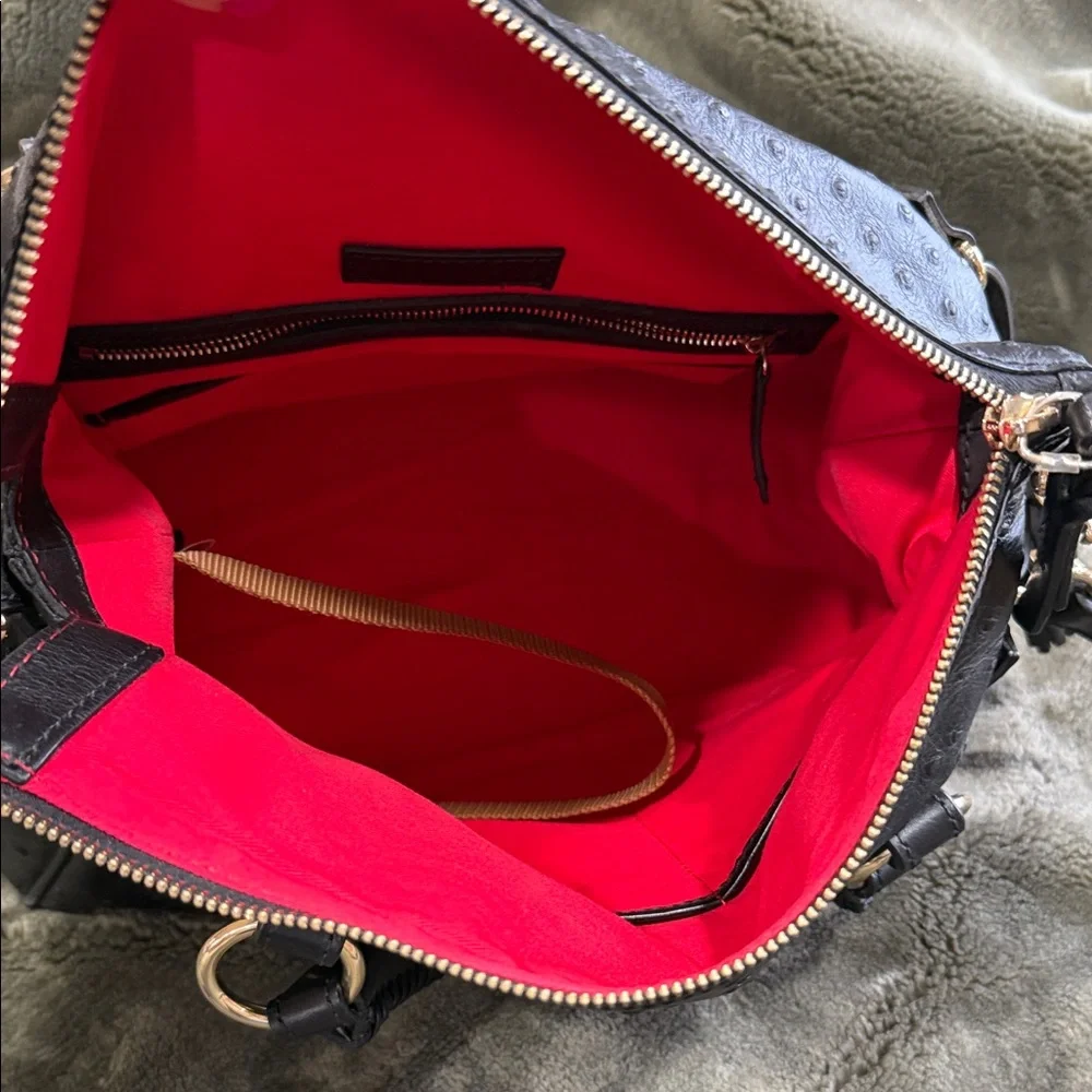 Dooney & Bourke Black Textured Ostrich Satchel - Picture 5 of 6